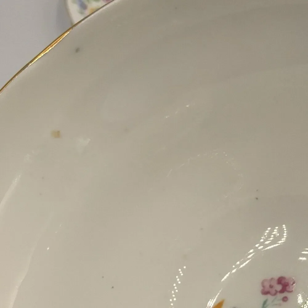 Vintage Regina Fine Bone China Floral Cup & Saucer Gold Trim England Flaw